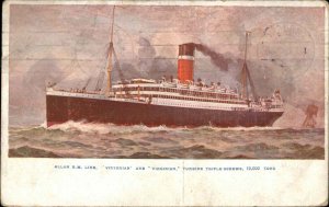 Allan RM Steamship Line Victorian & Virginian USED Esbjerg Denmark Postcard