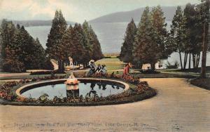 LAKE GEORGE, New York   FOUNTAIN-Fort Wm Henry Hotel     1917 Rotograph Postcard