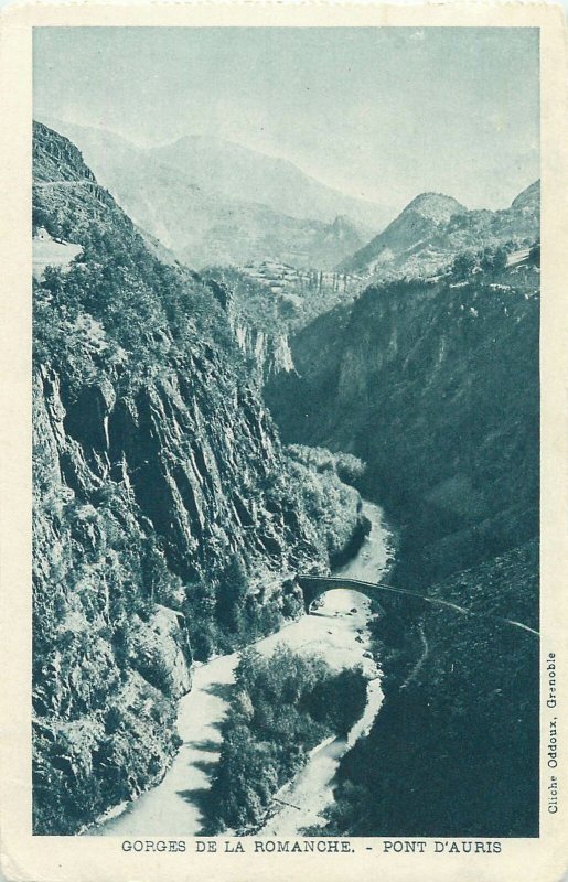 Postcard France gorges de la romanche pont d'Auris aerial view