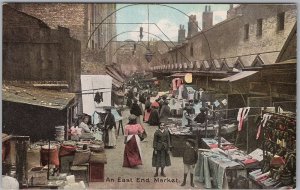 Vintage East End Market London Color Litho Postcard by Delittle Fenwick H81