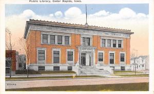 Cedar Rapids IA~Carnegie Library: Dante, Homer, Virgil, Shakspere~Postcard 1920s