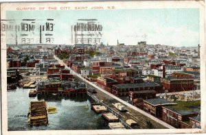 Glimpse of the City, Saint John New Brunswick c1929 Vintage Postcard O30