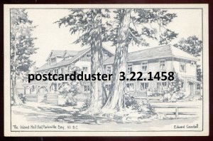 h2772 - PARKSVILLE BC Postcard 1930s Artist GOODALL Vancouver Island Hall Hotel