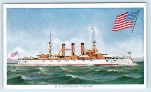 NEWARK, NJ ~ Naval Battleship VIRGINIA c1910s Prudential Insurance Postcard