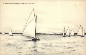 Peapack Gladstone New Jersey NJ Sailboats Sailing in Harbor Vintage Postcard