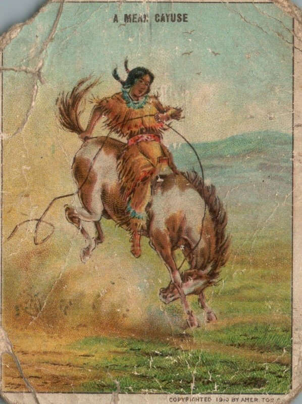 1910's A Mean Cayuse Horse Riding Hassan The Oriental Smoke Trade Card