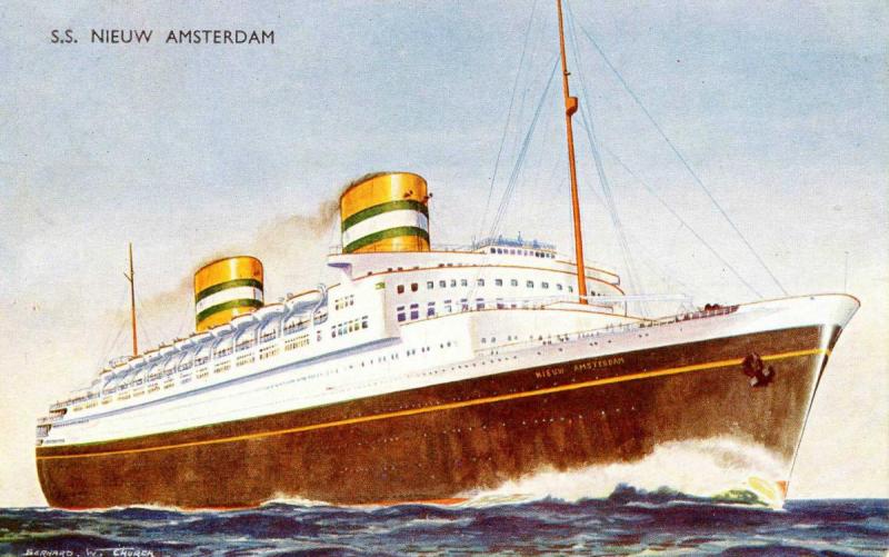 Holland America Line - SS Nieuw Amsterdam   Artist: Bernard W. Church