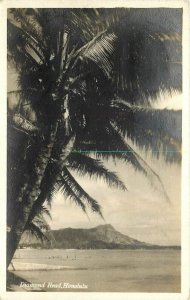 Honolulu Hawaii Diamond Head Beautiful beach scene Postcard RPPC 24-7994