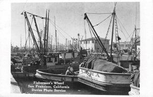 RPPC Fisherman's Wharf SAN FRANCISCO, CA Boats, Harbor c1950s Vintage Postcard
