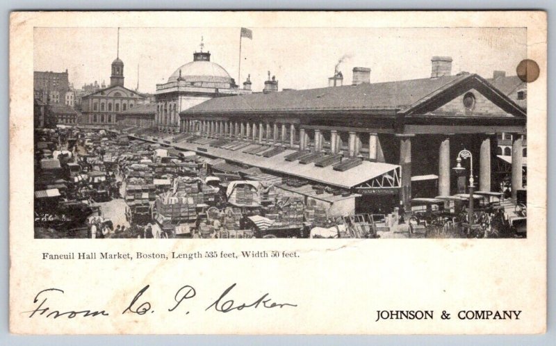 Faneuil Hall Market, Boston, Massachusetts, Antique Undivided Back Postcard