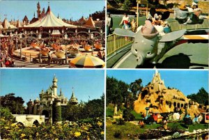 Disney Amusement Park Advertising FANTASYLAND Tea Cups/Dumbo/Train  4X6 Postcard