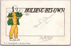 1905 Father Holding Twin Sons Father Figure Comic Card Posted Postcard