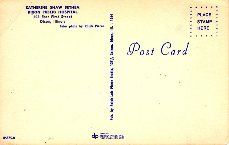 Dixon, Illinois - The Katherine Shaw Bethea Dixon Public Hospital - 1950s