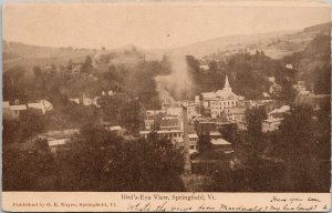 Springfield VT Vermont Birdseye c1908 O.E. Noyes Postcard G21