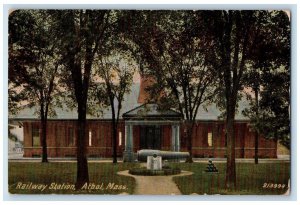 1911 Railway Station Building Canon Athol Massachusetts Vintage Antique Postcard