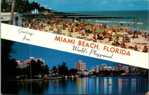 Greetings From Miami Beach Florida Split View