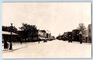 Little Falls Minnesota MN Postcard RPPC Photo Broadway Looking East Cars c1920's