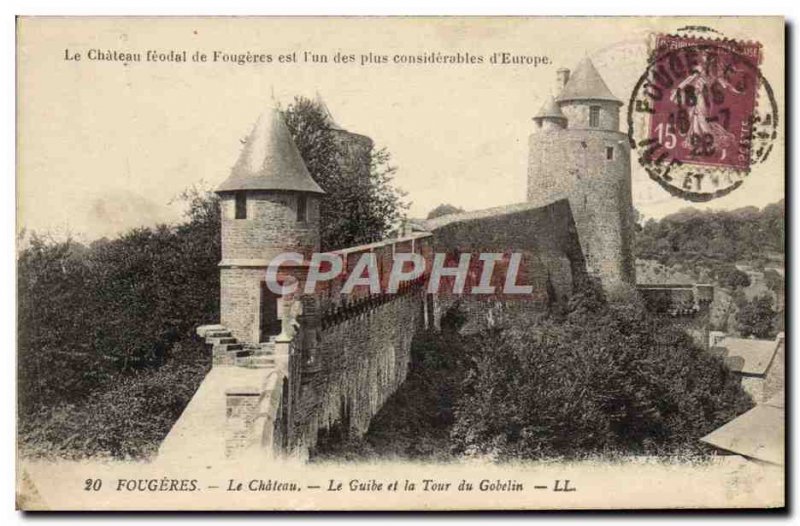 Old Postcard Fougeres Chateau Guibe And The Tower Of Goblin