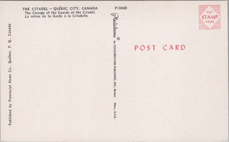 Canada The Citadel Quebec City Chrome Postcard 03.81