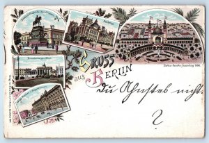 Berlin Germany Postcard Castle Monument Greetings from Berlin Multiview 1898