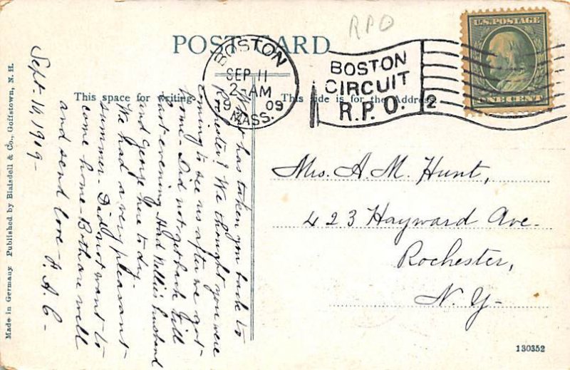 Uncanoonuc Mountains Goffstown, NH, USA R.P.O., Rail Post Offices PU 1909 