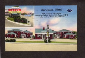 DE New Castle Motel Delaware Postcard 1980 Du Pont Blvd Linen PC