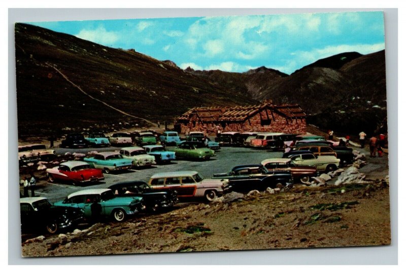 Vintage 1960's Postcard Fall River Pass Museum Old Fall River Rd Wyoming Rockies