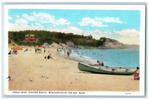 1938 Eagle Head Boat Singing Beach Manchester By The Sea MA Unposted Postcard