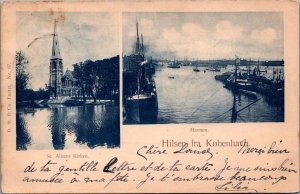 Denmark København Havnen, St Albans Kirken Copenhagen Vintage Postcard C020