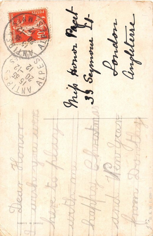 H32/ K. Feiertag Artist Signed Postcard c1910 Child Stool Jester Doll 12