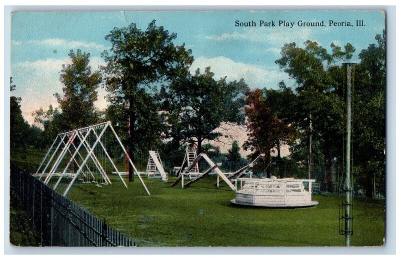 Peoria Illinois IL Postcard South Park Play Ground See Saw c1910's Antique