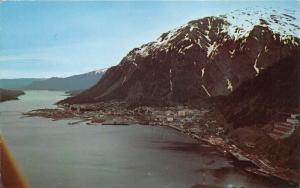 Juneau Alaska Airplane View~Lumber-Mining-Fishing Center~c1950s Postcard