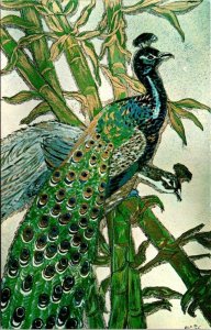 3~Postcards MOUTH ARTIST~NYLA THOMPSON~Polio Sufferer Painting FLOWERS & PEACOCK