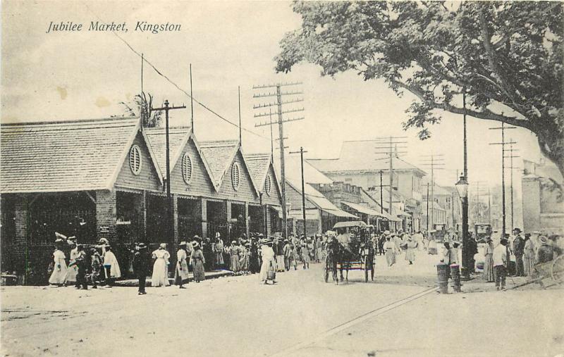 Vintage Postcard Jubilee Market Kingston Jamaica Caribbean 