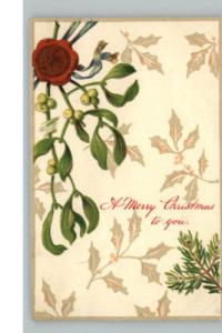 CHRISTMAS Flowers Seal Embossed c1910 Postcard
