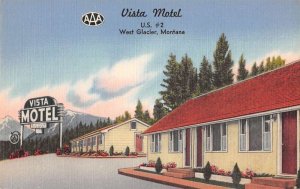 West Glacier Montana Vista Motel Linen Vintage Postcard AA40912