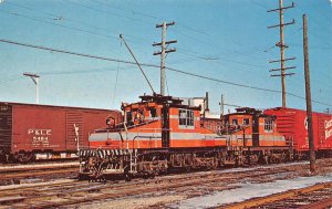 Switcher Trains Chicago Aurora & Elgin Railroad Bellwood Illinois Yard postcard