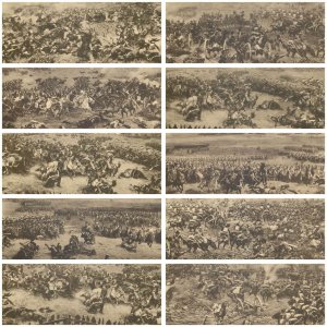 Set of 10 postcards Waterloo battle scenes