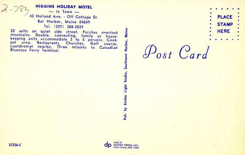 ME - Bar Harbor. Higgins Holiday Motel