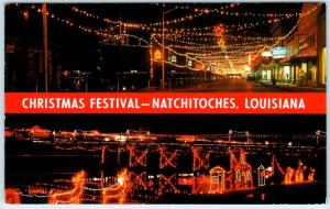 NATCHITOCHES, Louisiana LA   CHRISTMAS FESTIVAL Lights Street Scene   Postcard