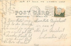 1908 St Louis Missouri Street View horse drawn people Postcard RPPC 24-12287