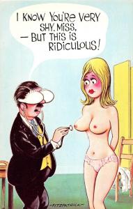 D62/ Nude Comic Bamforth Risque Postcard c1940s Boobs Woman Bra Doctor 21