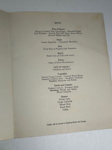 Ship RMS Nieuw Amsterdam Dinner Menu August 14th 1953