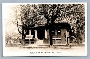 EXETER ONTARIO CANADA PUBLIC LIBRARY VINTAGE REAL PHOTO POSTCARD RPPC