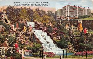 Chicago Illinois~Olson Park-Waterfalls & Rock Garden~Olson Rug Co~Info Pc Back