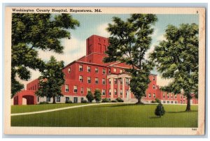 Hagerstown Maryland Postcard Washington County Hospital Building Exterior c1940s