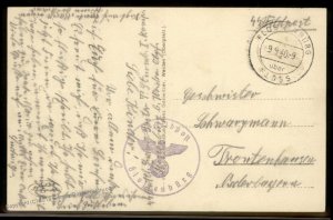 3rd Reich Germany 1940 Concentration Camp KL Flossenburg Guard Feldpost RP 93501