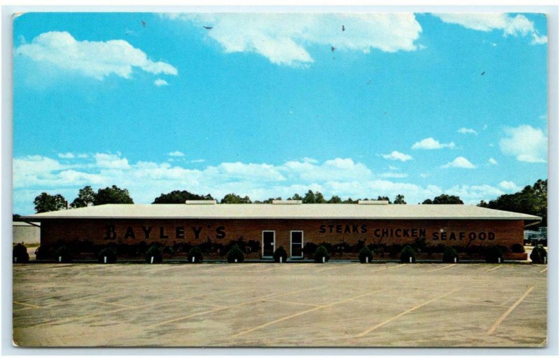 MOBILE, AL Alabama ~ Roadside BAYLEY'S RESTAURANT c1960s  Postcard