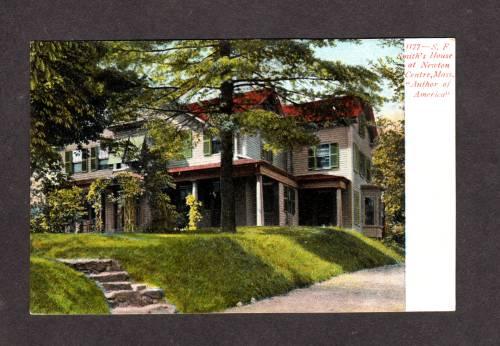 MA S F Smith House NEWTON CENTRE MASS Postcard UDB PC