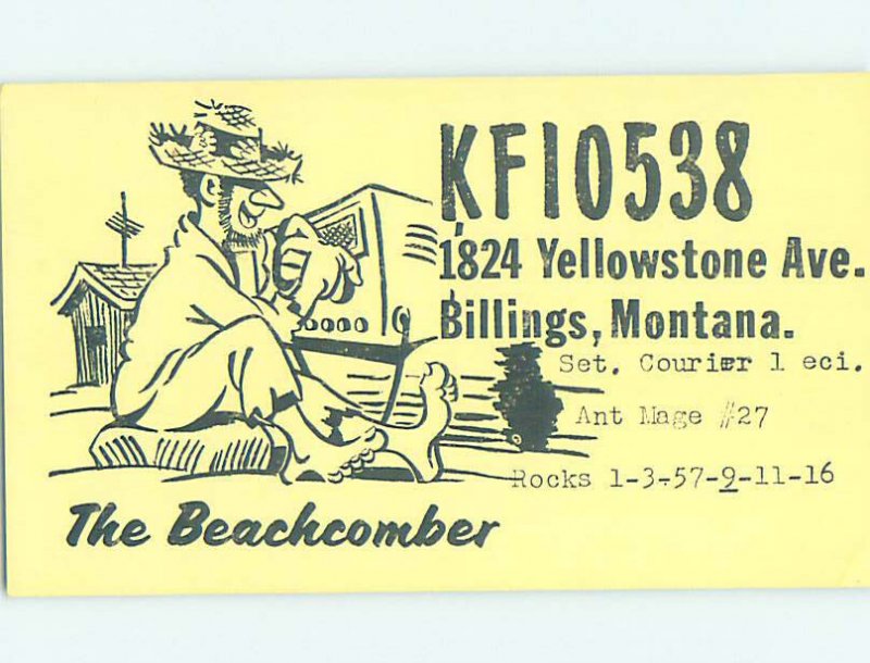 Pre-1980 RADIO CARD - CB HAM OR QSL Billings Montana MT AH1193